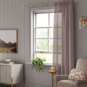 Threshold - 54"x108" Light Filtering Textural Sheer Curtain Pa Brown